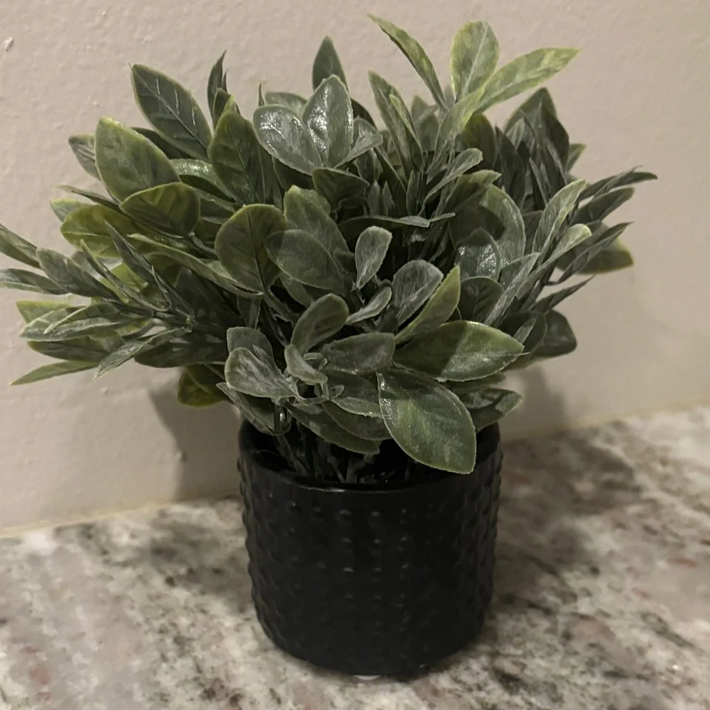 Green Artificial Potted Plant in Black Textured Pot - Home Accents